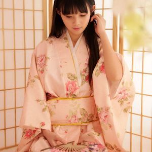 Peony Japanese Brocade Yukata | Traditional Floral Wrap Dress Gown Summer Kimono